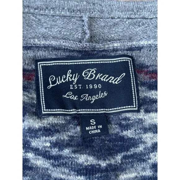 Lucky Brand Womens Open Front Cardigan Sweater Size Small Gray Blue Aztec Knit - Picture 4 of 6